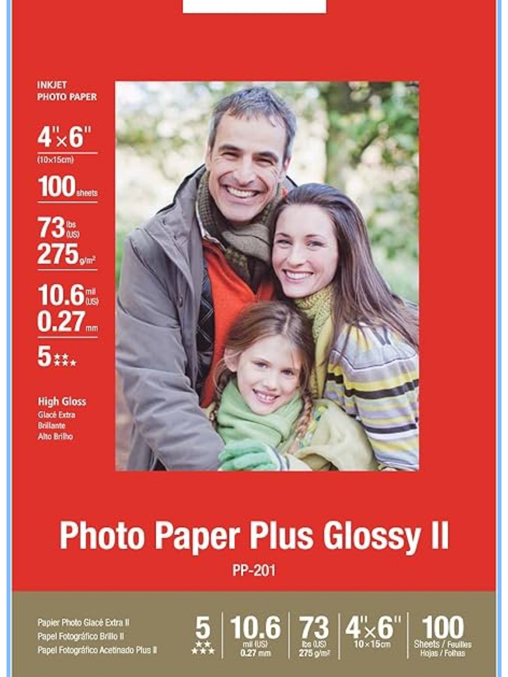 Photo Paper Plus Glossy II - Red - Premium 4x6 Glossy Inkjet Photo Paper